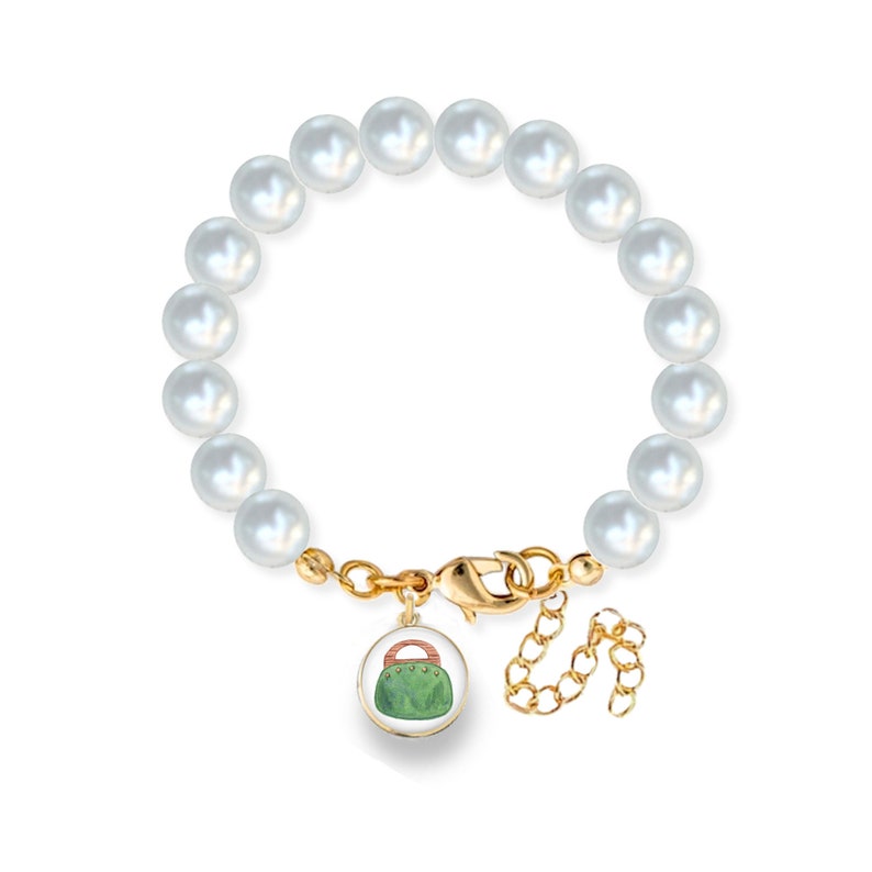 Many Styles Original Watercolor Artwork Print BERMUDA BAG BRACELET Silver or Gold The Good Life\u2122 Collection Preppy Image Bracelet