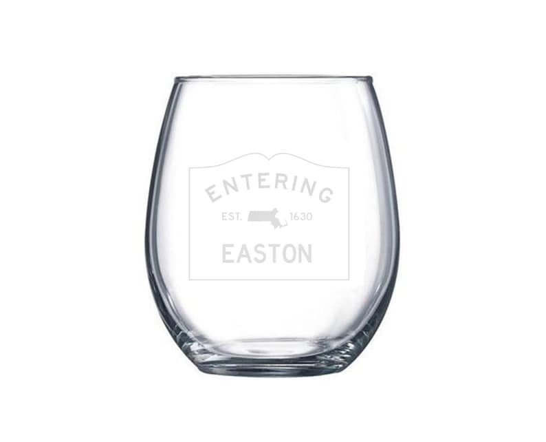 Custom Entering Town Wine Glass, Custom Etched Stemless Wine Glass image 1
