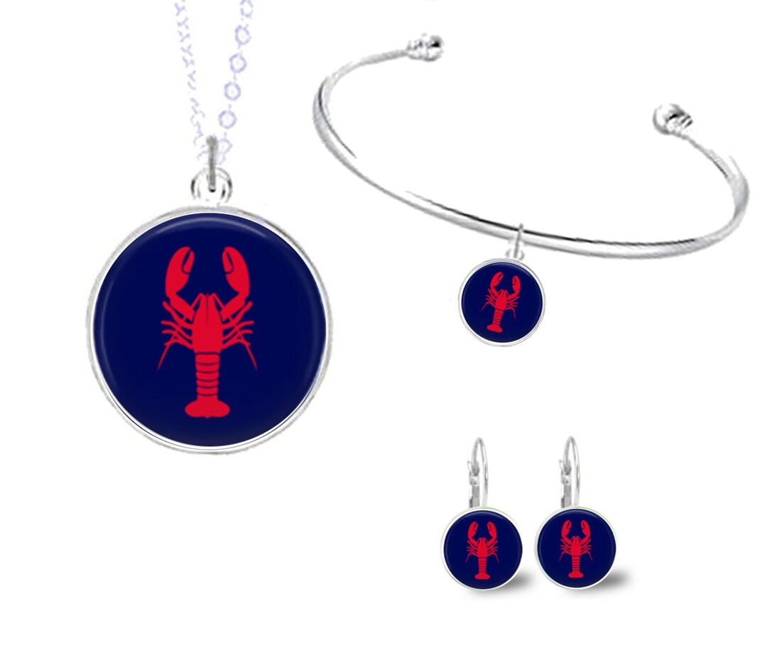 Lobster Earrings Lobster Necklace Lobster Bracelet Nautical Etsy