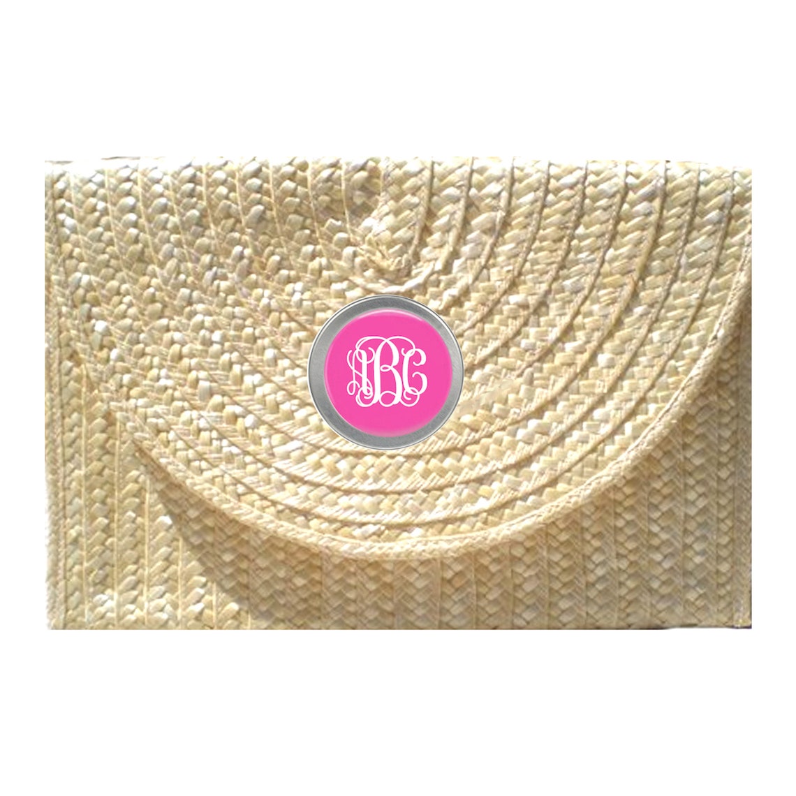 Vineyard Straw Clutch with Monogram SnapOn Monogrammed Etsy