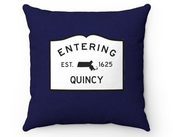Custom Entering Town Pillow, State Silhouette, 18"x18" Pillow, Navy Pillow