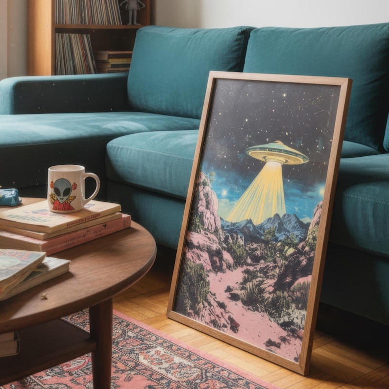 Retro UFO Art Print: 1950s Sci-Fi Alien Poster (UNFRAMED or DIGITAL) image 6