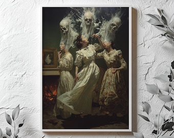 Victorian Seance Art Print: Haunted Spiritualism Wall Art (UNFRAMED or DIGITAL DOWNLOAD)