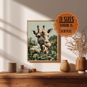 Giraffe Nursery Print: Safari Animal Portrait, Jungle Wall Art (UNFRAMED