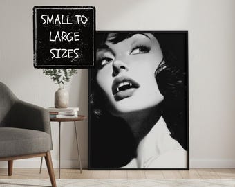 Vampire Woman Wall Art Print: Gothic Horror Portrait Printed On A High Quality Matte Finish Poster (UNFRAMED or DIGITAL DOWNLOAD)