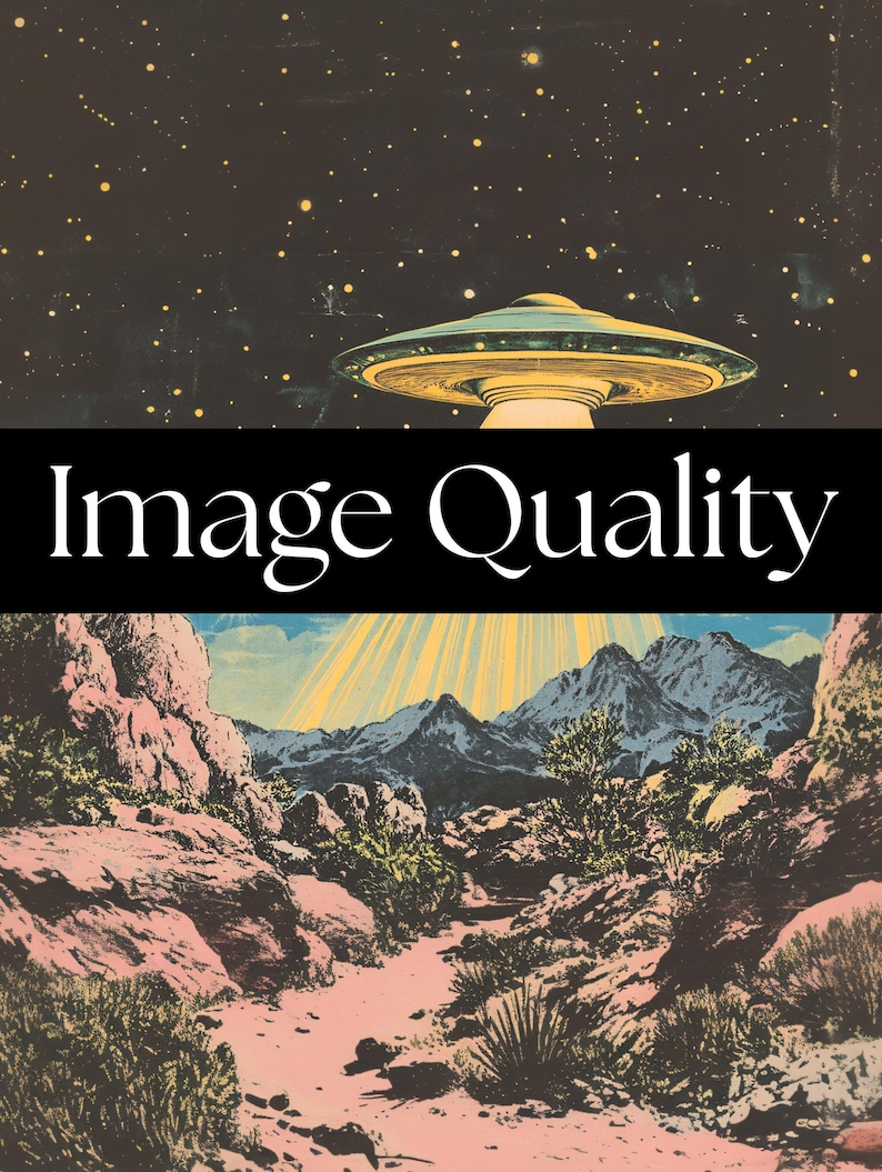 Retro UFO Art Print: 1950s Sci-Fi Alien Poster (UNFRAMED or DIGITAL) image 3