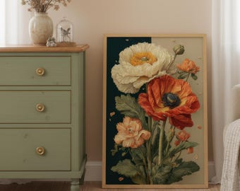 Poppy Flower Art Print: Modern Botanical Wall Art (UNFRAMED or DIGITAL)
