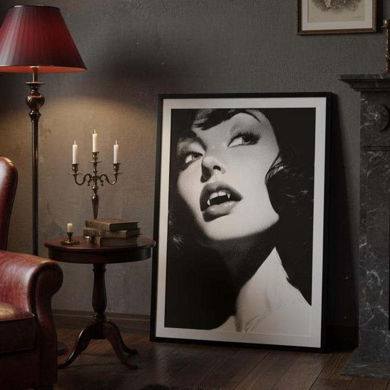 Vampire Woman Wall Art Print: Gothic Horror Portrait Printed On A High Quality Matte Finish Poster (UNFRAMED or DIGITAL DOWNLOAD) imagem 4