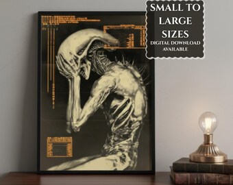 Signal Lost – Amber Console Alien Print, Retro UFO Tech Poster (UNFRAMED or DIGITAL)