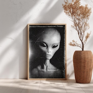 Vintage Alien Photo Print: 1950s UFO Sci-Fi Wall Art