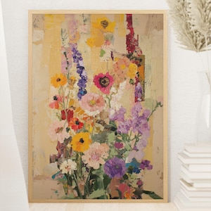 Vintage Wildflower Oil Painting Poster: Impressionist Floral Wall Art (UNFRAMED or DIGITAL)
