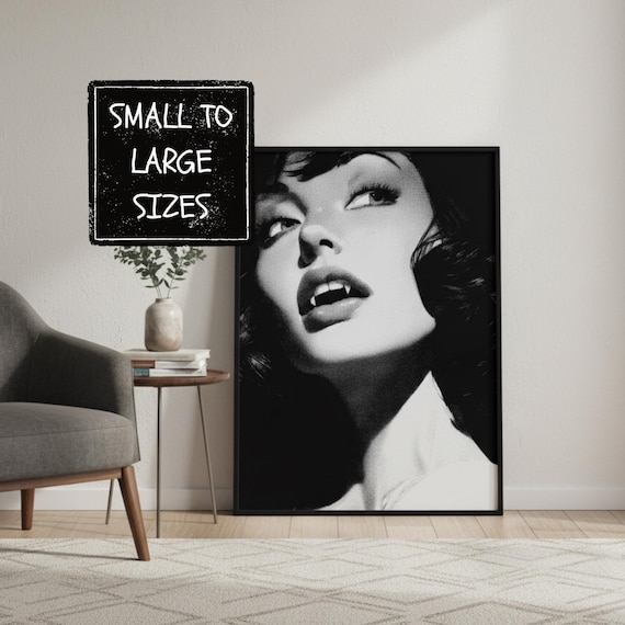 Vampire Woman Wall Art Print: Gothic Horror Portrait Printed On A High Quality Matte Finish Poster (UNFRAMED or DIGITAL DOWNLOAD)