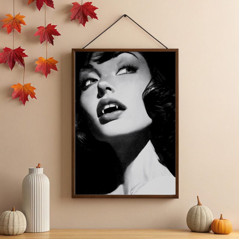 Vampire Woman Wall Art Print: Gothic Horror Portrait Printed On A High Quality Matte Finish Poster (UNFRAMED or DIGITAL DOWNLOAD) imagem 8