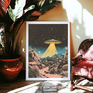 Retro UFO Art Print: 1950s Sci-Fi Alien Poster (UNFRAMED or DIGITAL)