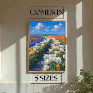 Colorful Tulip Field Impressionist Print: Bold Floral Wall Art