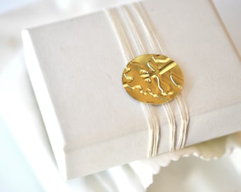 Gold Foil Floral Seals {60} 25mm Shiny | Embossed Seals | Wedding Engagement Invitations | Gold Foil Envelope Seals | Year Long Bling Seals