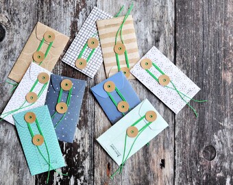 Coin Button Envelopes {9} Winter Theme | Pattern Envelopes | Gift Card Holders | Keepsake Pockets | Winter Envelopes | Button Tie Envelopes