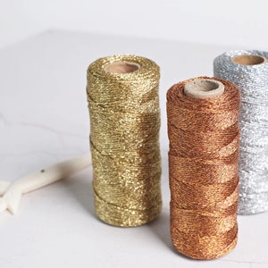 Metallic koperen lurextouw, rol 100 m - glitterkoord voor cadeauverpakking voor luxe sprankelende verpakking