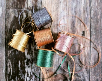 Metallic Ribbon, 4mm Braided Sparkle Trim, 20m Roll in 5 Colours