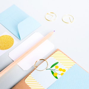 Zierliches blaues Briefpapier-Set: leere Minikarten, geprägte Umschläge & Siegel für elegante Notizen {5er, 10 oder 20er Set}
