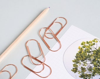 Jumbo Long Rose Gold Paperclips {20/50} 50mm | Japanese Fancy Paperclips for Elegant M and M Invitations, Scrapbooking or DIY Supply