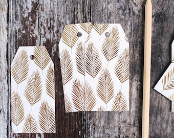 Pretty Gold Foil Frond Parcel Tags {12} | Print Luggage Tags | Baby Shower Tags | Peach Blue Foliage Tags | Print Parcel Tag | Flower Tags