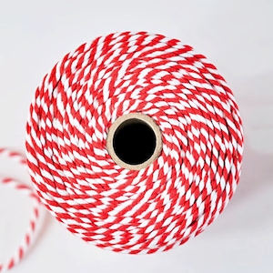 Festive Beefeater Red Cord with White Stripe for Holiday Crafts and Christmas Gift Wrapping