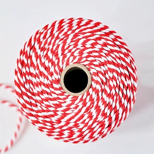 Red White Twisted Cotton Cord, Twisted Cotton String, Bakers Twine 1.5mm  Approx. 10 Yards / 30 Feet Approx.1 Piece 