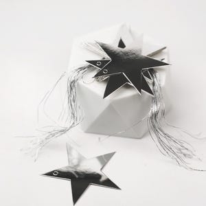 Étiquettes-cadeaux étoilées argentées métalliques pour emballages créatifs {Lot de 20} embellissements artisanaux décoratifs