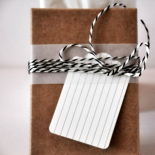 20 Vintage Stripe White Blank Gift Tags Unthreaded DIY