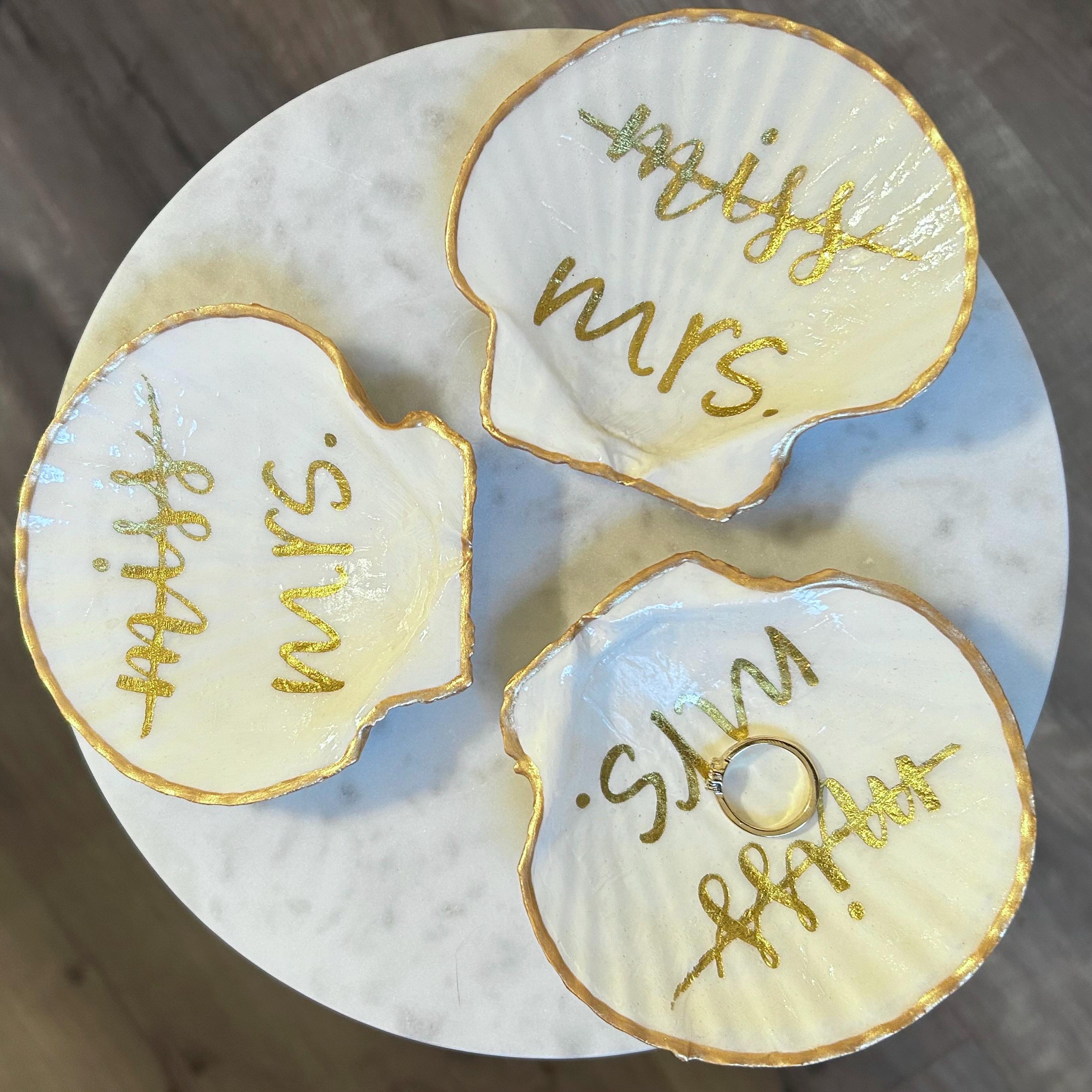 Miss to Mrs Scallop Shell Ring Dish: Engagement Gift