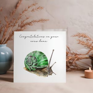 aquarelle d'escargot pour déménagement | Nouvelle carte d'accueil pour amis | Cadeau de pendaison de crémaillère pour amis | Carte de félicitations pour la nouvelle maison de Bestie