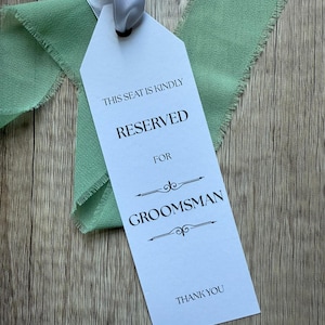 Personalised Wedding Reserved Seating Tags: Minimalist Chair Decor