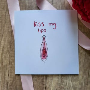 Rude Valentines Card | Kiss My Lips Funny Valentines Gift | Card For Partner | Naughty Valentines Gift