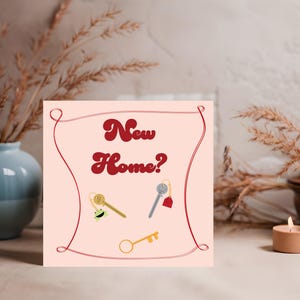 Nouvelle maison ? Carte |  Carte de crémaillère pour amis | Carte carrée de 6 po. | Carte de déménagement | Carte de propriétaire | Carte de déménagement | Carte de foyer heureux