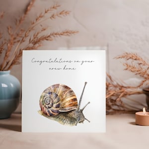 nouvelle maison escargot aquarelle | Carte carrée de 15 cm pour une nouvelle maison | Carte de félicitations pour les amis | Carte simple Happy New Home