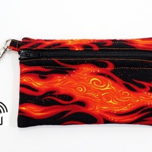 Monedero con clip RFID - Llamas - con cremallera frontal