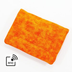 Mini billetera RFID - Naranja - (con ranuras para tarjetas de crédito y bolsillo para monedas con cremallera)