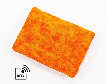 RFID Mini Wallet - Orange - (with Credit Card slots and zipper Coin pocket)