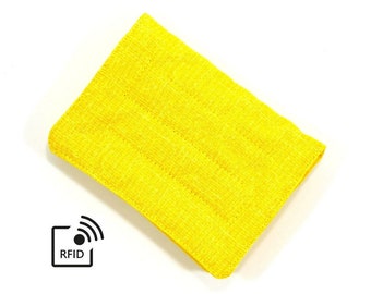 RFID Mini Wallet - Yellow - (with Credit Card slots and zipper Coin pocket)