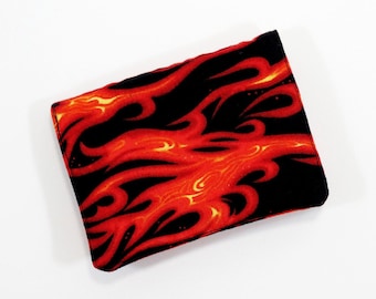 Mini Wallet - Flames - (with Credit Card slots and zipper Coin pocket)