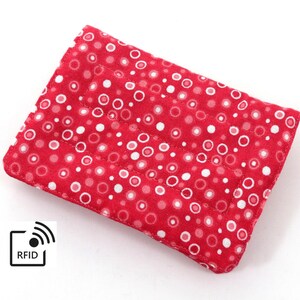 Mini billetera RFID - Puntos rosados (con ranuras para tarjetas de crédito y bolsillo para monedas con cremallera)