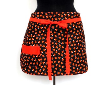 Apron - Half - Candy Corn  (Extra Long Ties)