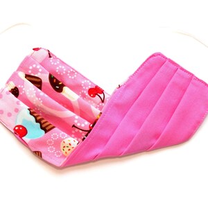 Adult - FACE MASK (Reversible) with Filter Pocket – Cotton, 1/8&quot; elastic bands, Washable, Ready To Ship - Cupcakes / Pink
