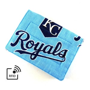 Mini billetera RFID - KC Royals / Kansas City Royals - azul claro (ranuras para tarjetas de crédito y bolsillo para monedas con cremallera)
