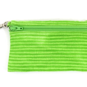 Monedero con Clip - Rayas Verdes - con Cremallera Frontal