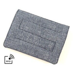 Mini billetera RFID - Gris con cremallera negra (con ranuras para tarjetas de crédito y bolsillo para monedas con cremallera)