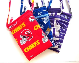 RFID Cell Phone / Passport Travel Bag - KC Chiefs, KC Royals, K-State1, K-State2  - 3 pocket