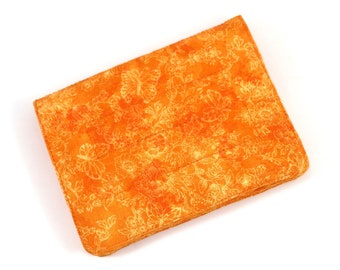 Mini Wallet - Orange Butterflies  (with Credit Card slots and zipper Coin pocket)