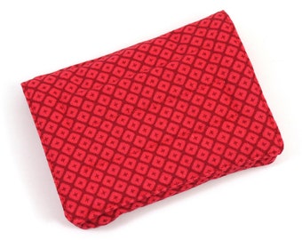 Mini Wallet - Red Square  (with Credit Card slots and zipper Coin pocket)